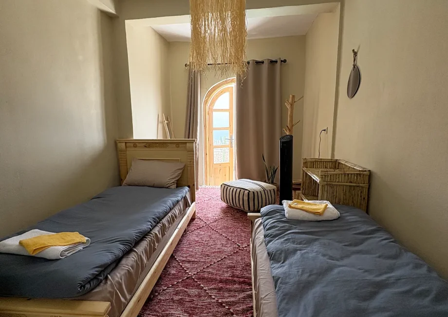 Surfcamp Double Room at Taghazout Surf Villa with sea view and direct pool access for all-inclusive Moroccan surf stay