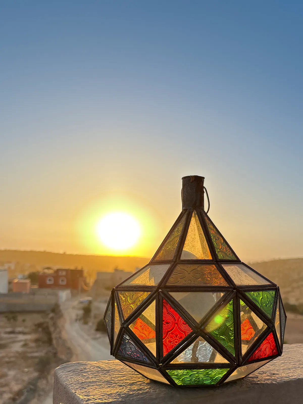 Decorative rooftop detail at Taghazout Surf Villa, showcasing Moroccan design and oceanview atmosphere