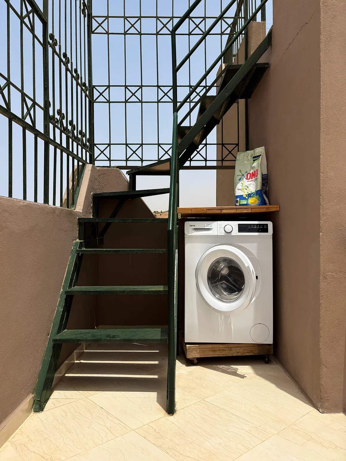 Washing machine available for guests at Taghazout Surf Villa as part of the all-inclusive surf stay in Morocco