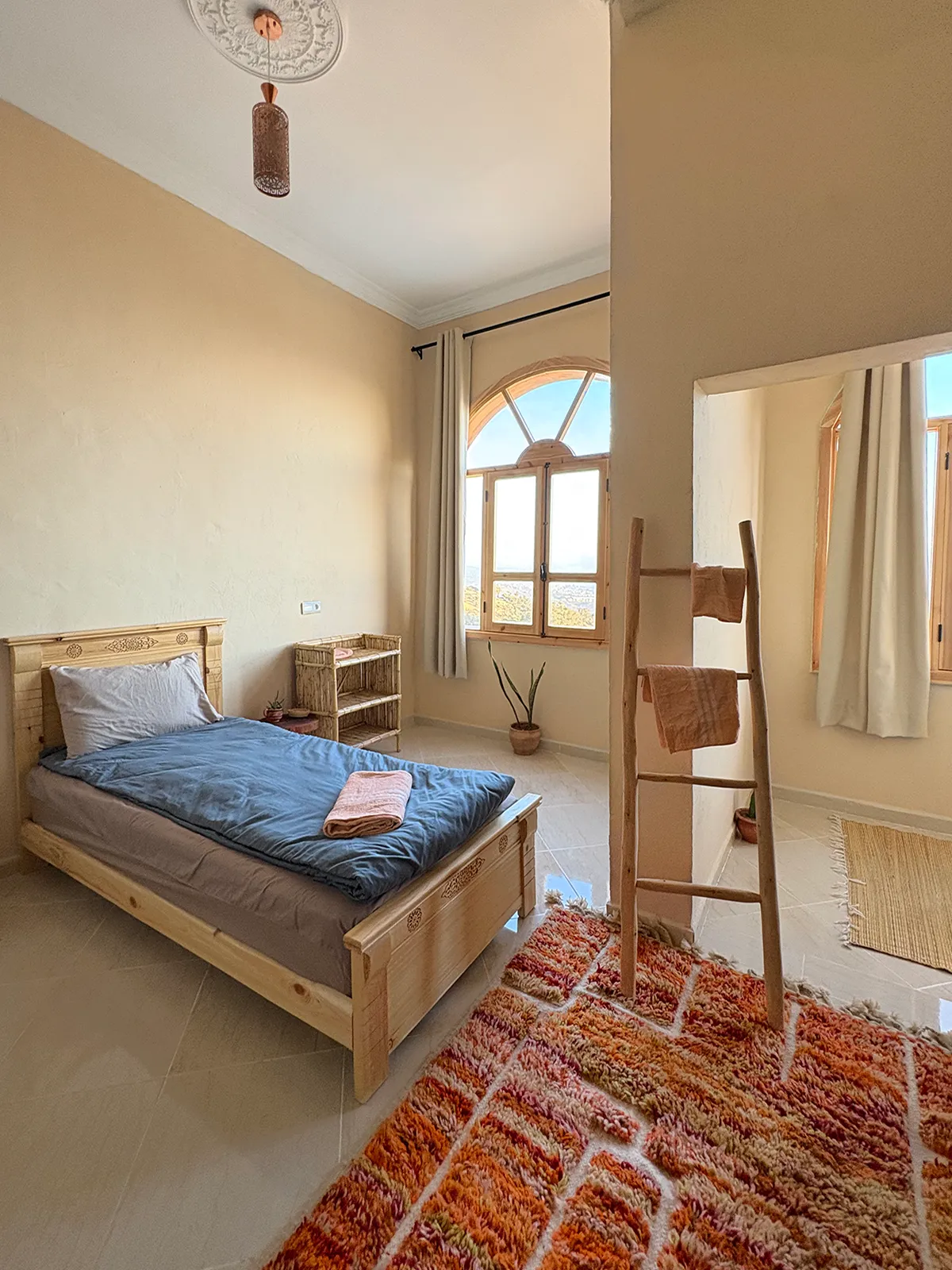 Shared Bedroom at Taghazout Surf Villa with sea view and direct pool access for all-inclusive Moroccan surf stay