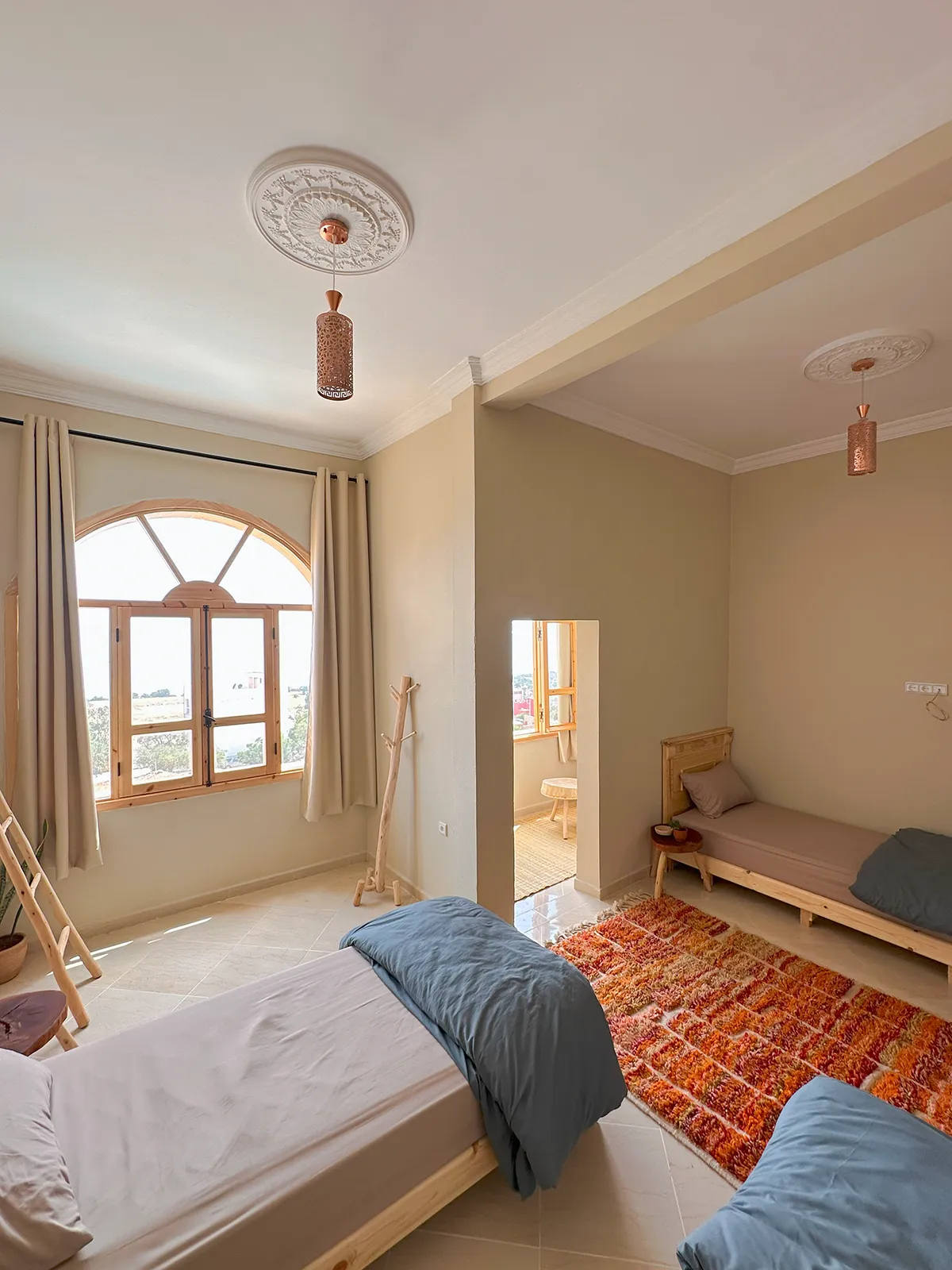 Surfcamp Shared Room at Taghazout Surf Villa with sea view and direct pool access for all-inclusive Moroccan surf stay
