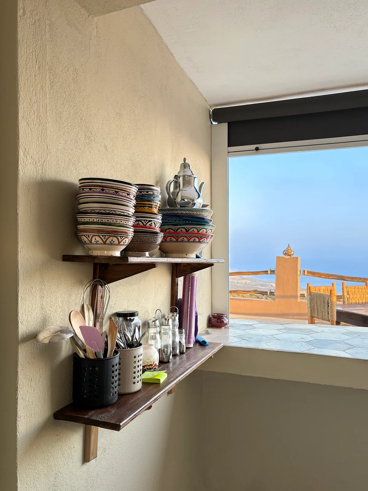 Open kitchen at Taghazout Surf Villa where meals for all-inclusive surf weeks are freshly prepared.