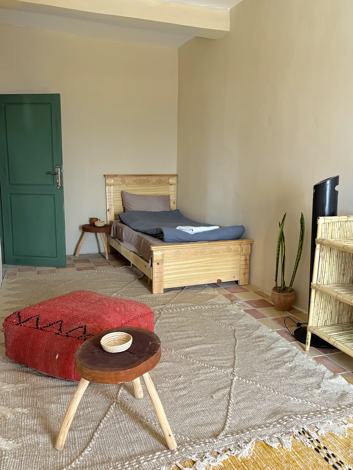 Private room at Taghazout Surf Villa with sea view and direct pool access for all-inclusive Moroccan surf stay