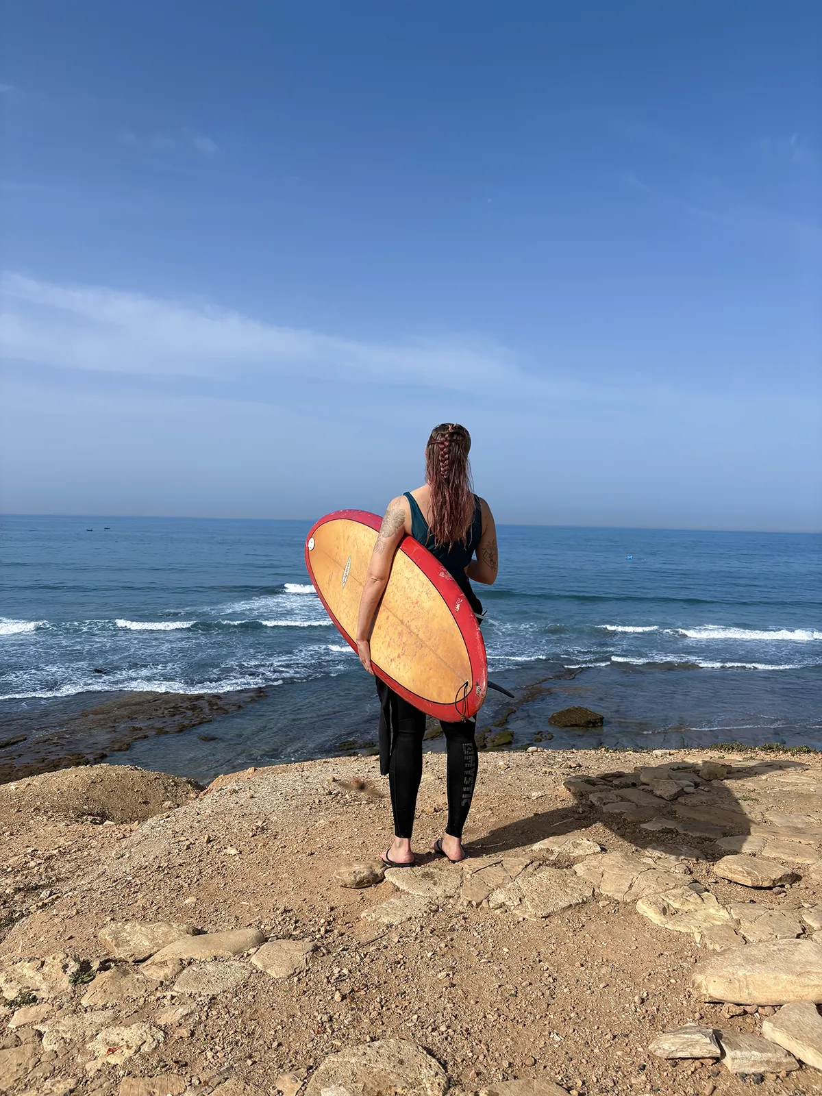 Surf lesson at Taghazout Surf Villa with local coach guiding all levels and offering technique-focused surf training in Morocco